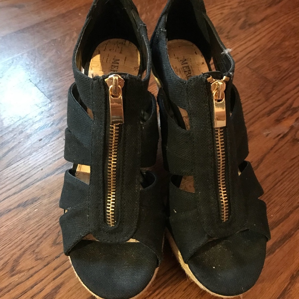 Black Zip-up wedges